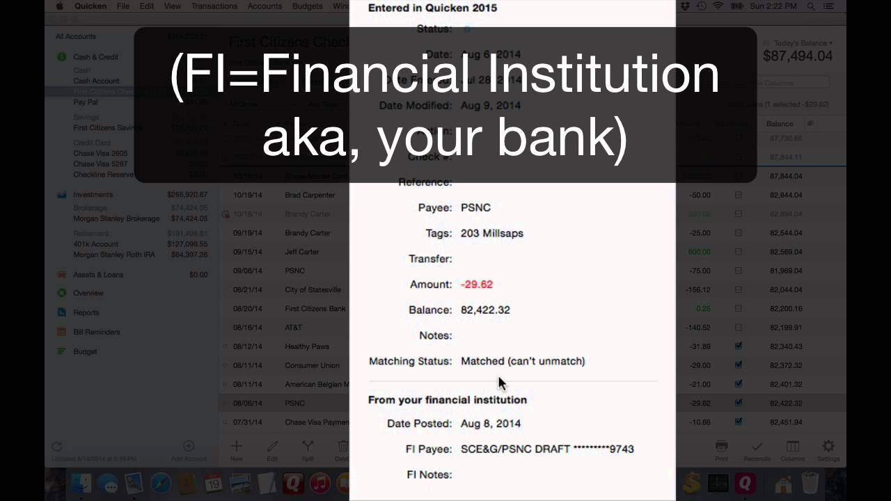 quicken for mac copy bank transactions to new account